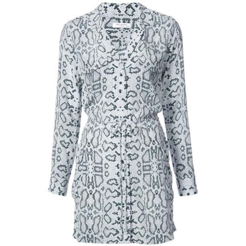 Equipment Femme Emmanuelle Snake Print Silk Shirtdress In Mineral Grey Multi Med